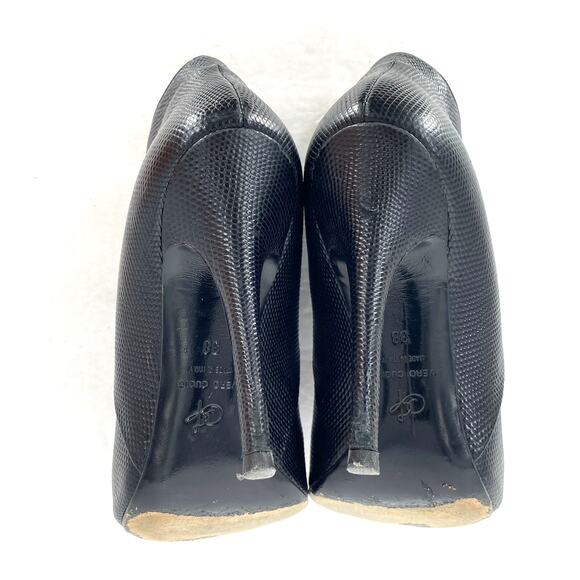 Proenza Shouler Embossed Black Leather V Cut Pump High Heel Booties Size 38 - Picture 6 of 9